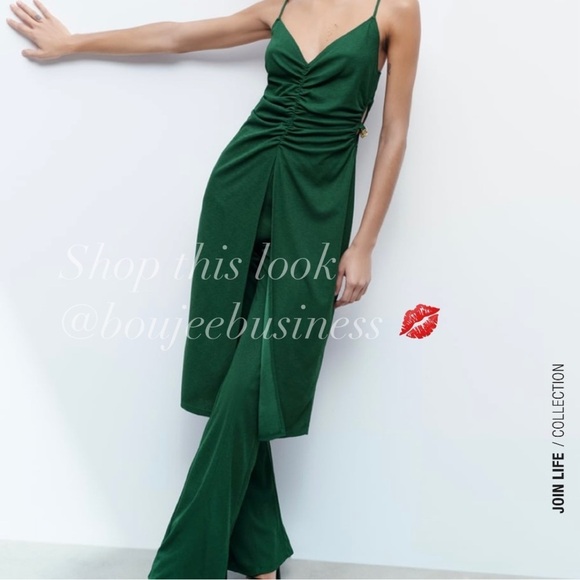 ZARA - 2pcs Chain Trim Tunic + Pants with Side Vents Coord Set - Picture 1 of 6